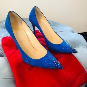 Christian Louboutin Blue Suede Follies Strass